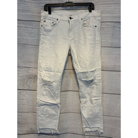 Rag & Bone White Dre Capri Distressed Jeans Size 32 - Picture 1 of 4